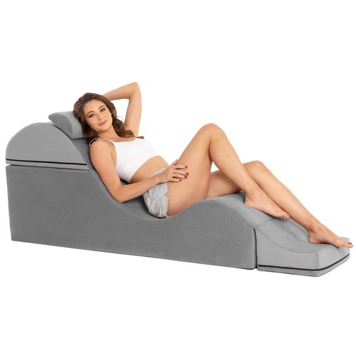 Avana Kami Convertible Chaise/Bed Bench for Yoga & Massage - 2-in-1 End of Bed Ottoman with Concealed Fold Out Yoga Lounge Chair, 22" Wide Microvelvet Grey