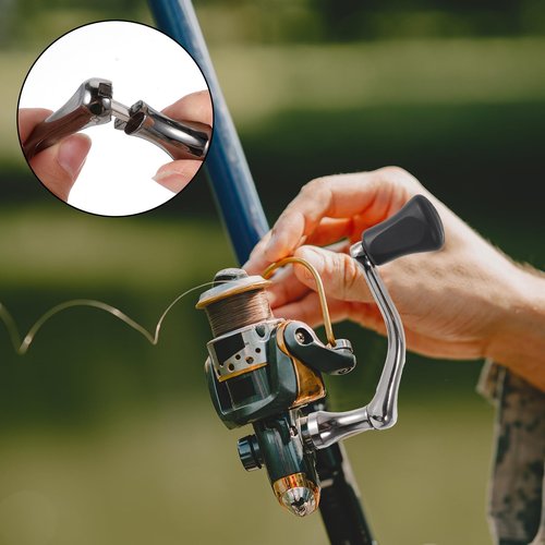 Trinkrittey 1Pcs Fishing Swivel Reel Handle Fishing Wheel Grasp All-Metal Rocker Grip Spin Crank Handle for Spin Reels Replacement Grip Parts Knob Tackle Wheel Arm Grips Part