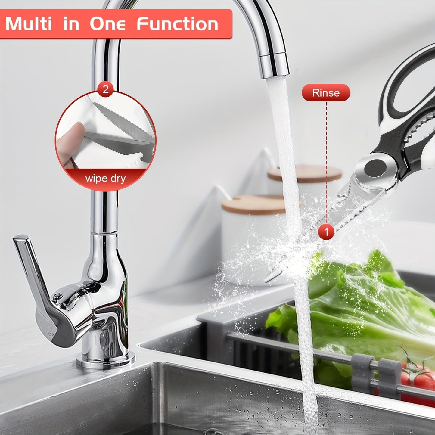 Kitchen Scissors, Stainless Steel Scissors All Purpose Heavy Duty for Food Dishwasher Safe, Kitchen Shears for Kitchen Meat Chicken Fish Poultry Herb Bread