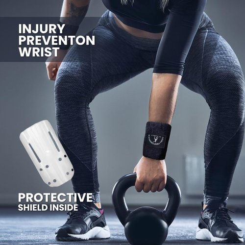 Wrist Guards with Shock-Absorbing Plastic Inserts, 100% Cotton, Black, Pack of 2 ??Training Support