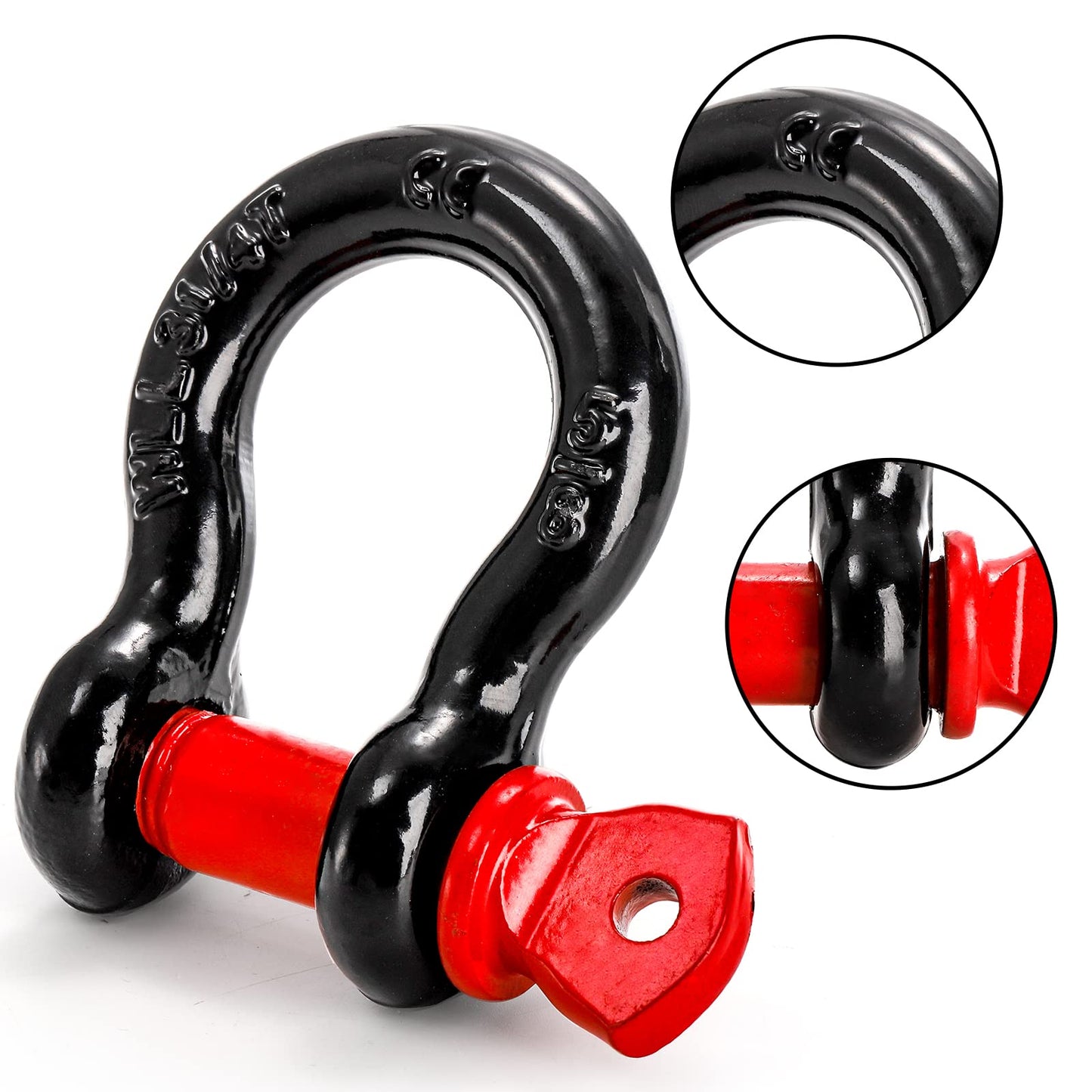 Bekith 4 Pack 5/8" D Ring Shackle 3.25 Ton (7165 Lbs) Capacity with 3/4" Pin Heavy Duty Shackles for Tow Strap, Winch, Off-Road Truck Vehicle Recovery
