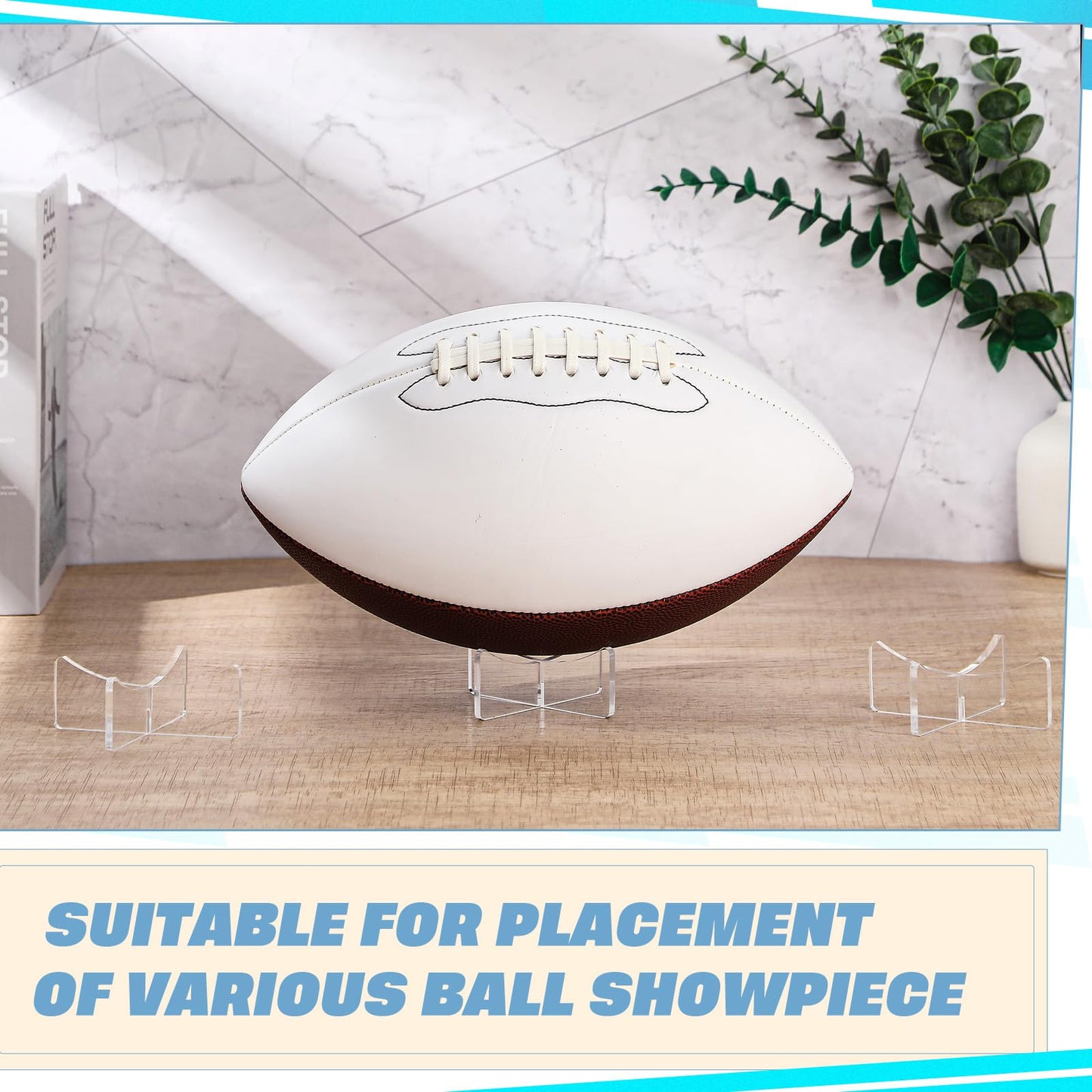 Mudder 12 Pack Acrylic Ball Stand 3.54 X1.3 Inch Bulk Clear Basketball Stand for Display Clear Ball Holder for Football Basketball Soccer Volleyball Rugby