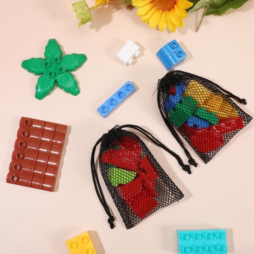8 Pcs Small Mesh Bags, 6 X 4" Portable Black Nylon Mesh Drawstring Bags, Small Travel Stuff Bag for Toy Sports Storage Outdoor Activities