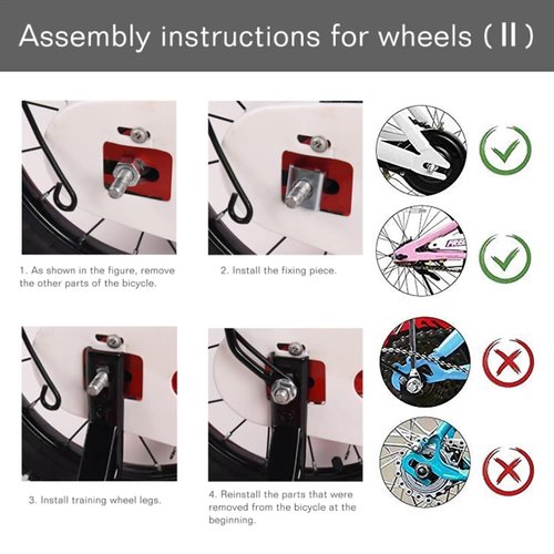 DDJKCZ Training Wheels for Kids Bicycle,Flash Mute Big Wheel Compatible for 12 14 16 18 20 inch Single Speed Bike (ROSE)