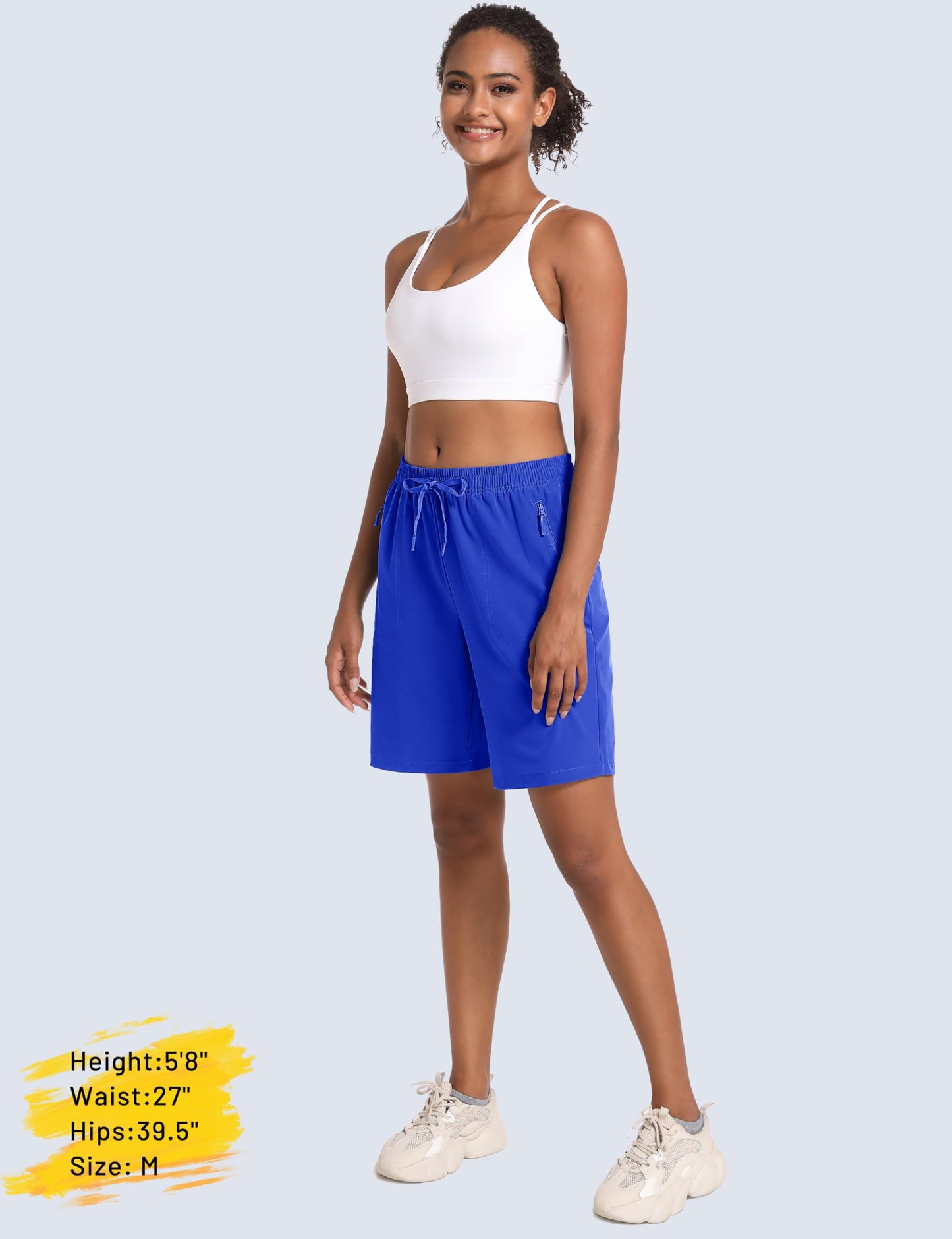 MAGCOMSEN Womens Golf Shorts with 3 Pockets Lightweight 8" Hiking Shorts Quick Dry Water Resistant Dark Blue M