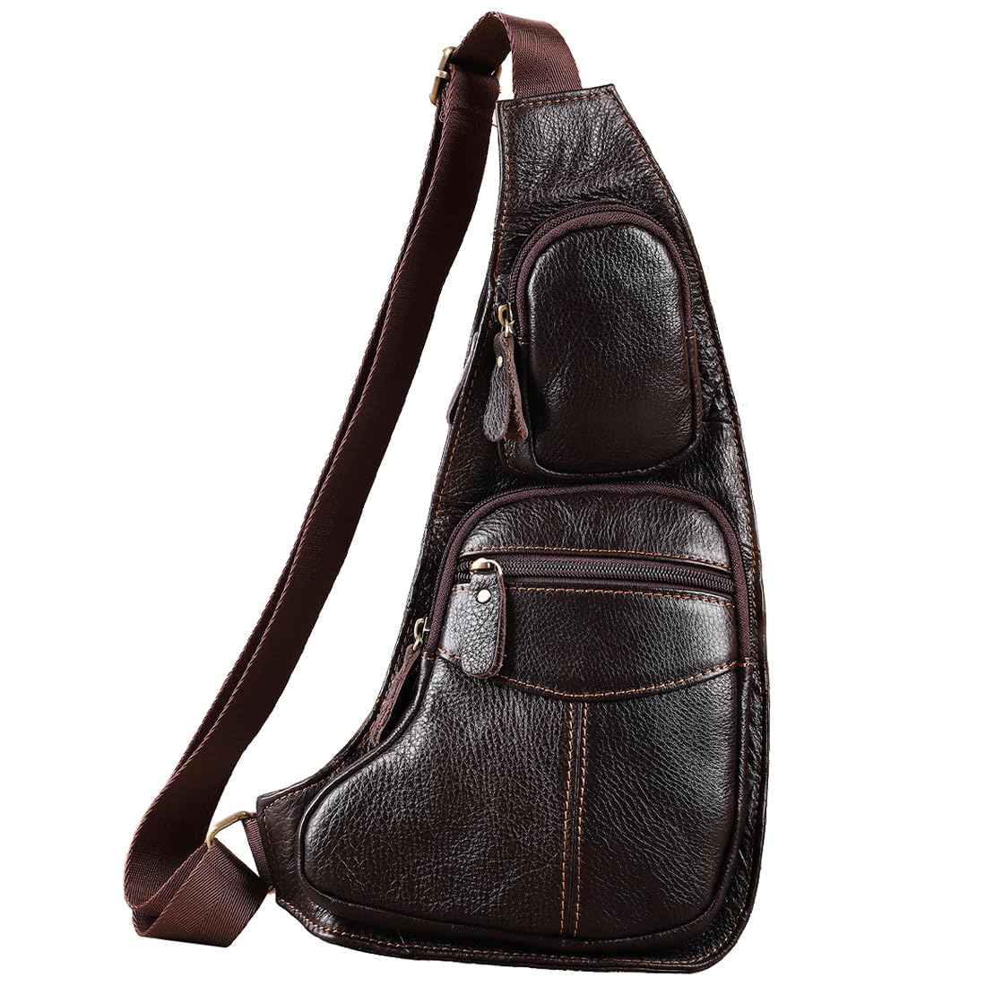 KPYWZER Vintage Leather Sling Bag Bags for Men Women Backpack Shoulder Messenger Crossbody Outdoor Travel Hiking Camping Tactical Chest Pack Daypack Coffee