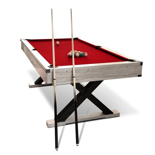 GarveeLife 7 FT Pool Table, Billiard Table with 2 Cue Sticks, Billiard Balls, Cues, Cleaning Brush, X-Legs, Black Cloth, Rustic Grey, 84" L x 46.5" W x 32.7" H