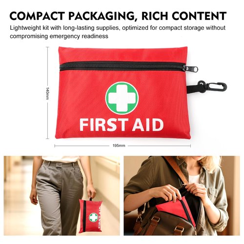 ABXMAS Mini First Aid Kit for Minor Cuts, Scrapes, Sprains, Burns, 194Pcs Portable Compact First Aid Kit for Home, Car, Travel, Camping and Outdoor Emergencies, Small Size Trauma Kits