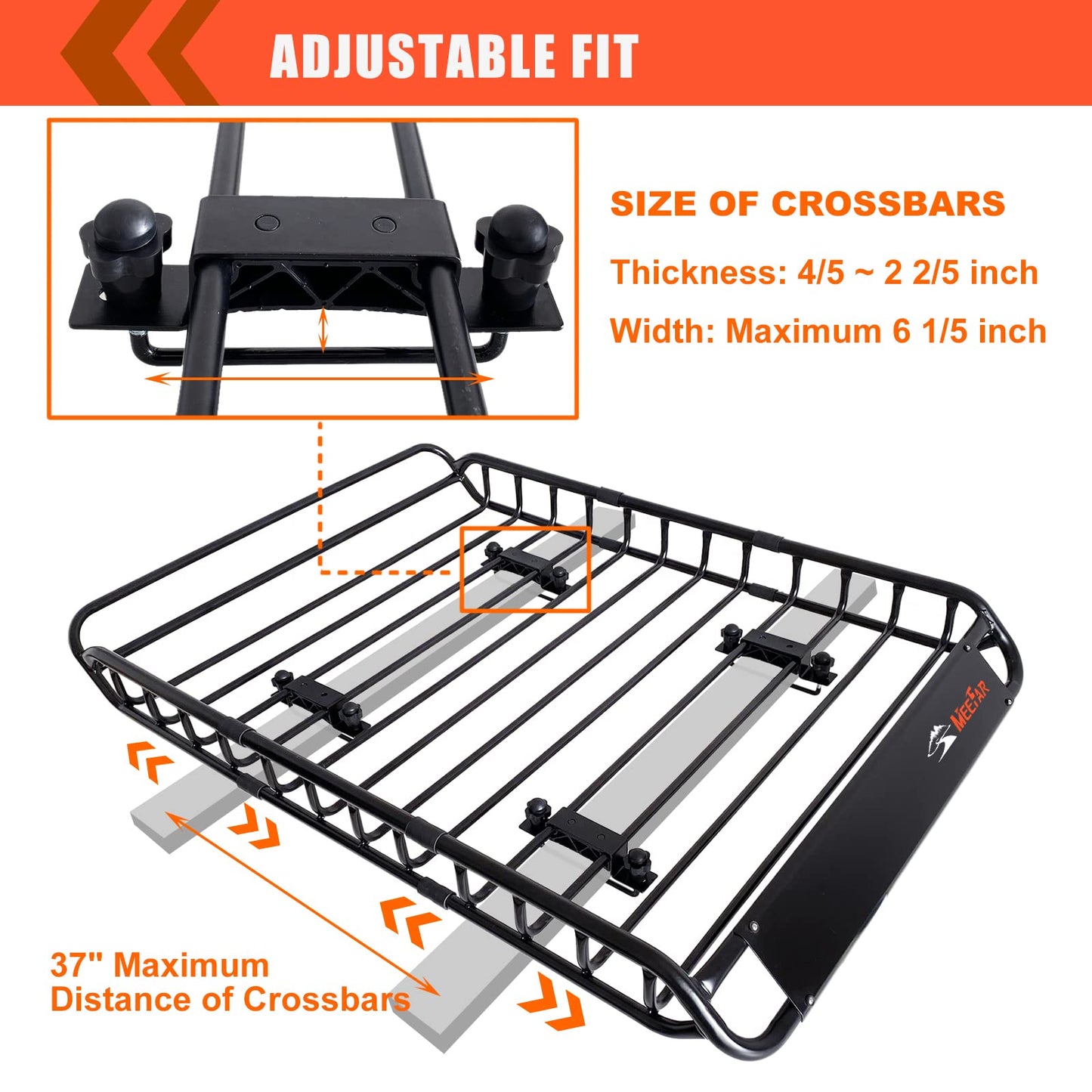 Roof Rack Cargo Carrier Basket 51"*36"*5"+Waterproof Bag 15 Cubic Feet(44"*34"*17"),and Cargo Net with Attachment Hooks,Ratchet Straps.200 Lbs Capacity,Universal Rooftop Large Size Roof Rack
