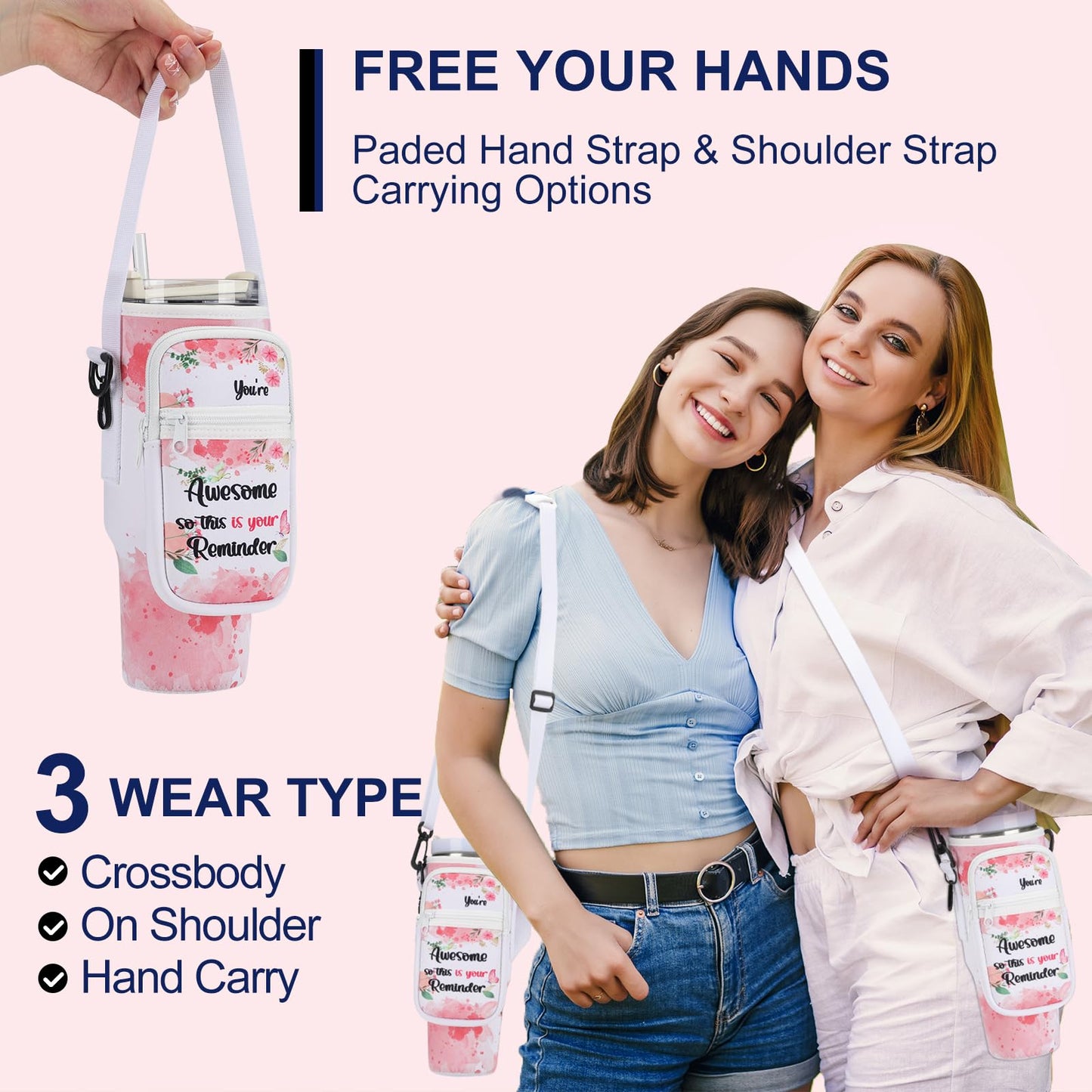 GOEWY Gifts for Women,Birthday Gifts for Women Mom teen Girls Daughter Sister Friends Stanley Cup Accessories Water Bottle Carrier Bag for 30 oz Stanley Tumbler with Adjustable Strap