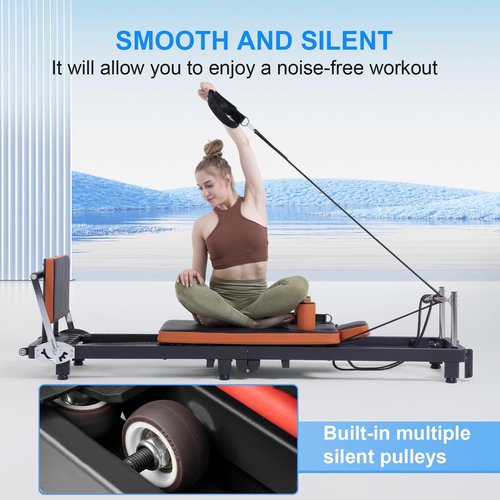 CNDUOLCAO Pilates Reformer Machine 79" Foldable Pilates Reformer with Pilates Box & Jump Board, Home Pilates Equipment for Strength Training, Compact Foldable Design for Home Gym, Studio & Fitness