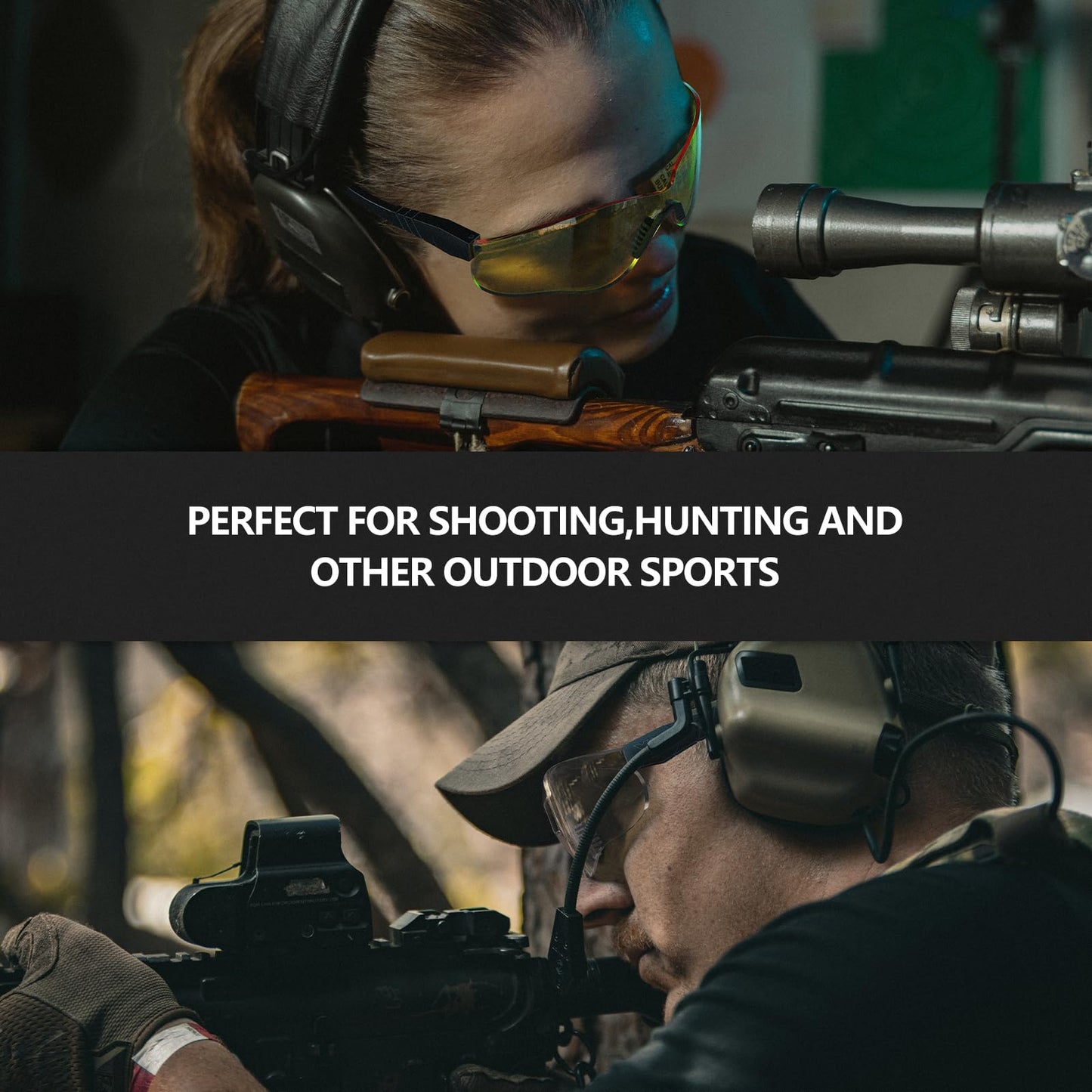 xaegistac Shooting Glasses Anti-fog Shooting Range Eye Protection, Adjustable Safety Glasses with Zipper Hard Case (black frame yellow lens)