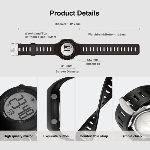 EZON Heart Rate Monitor Chest Strap and Digital Watch,5ATM Waterproof Fitness Tracker with HRM,Calories Burned,Stopwatch and Hourly Chime - Ideal Fitness Presents for Men and Women