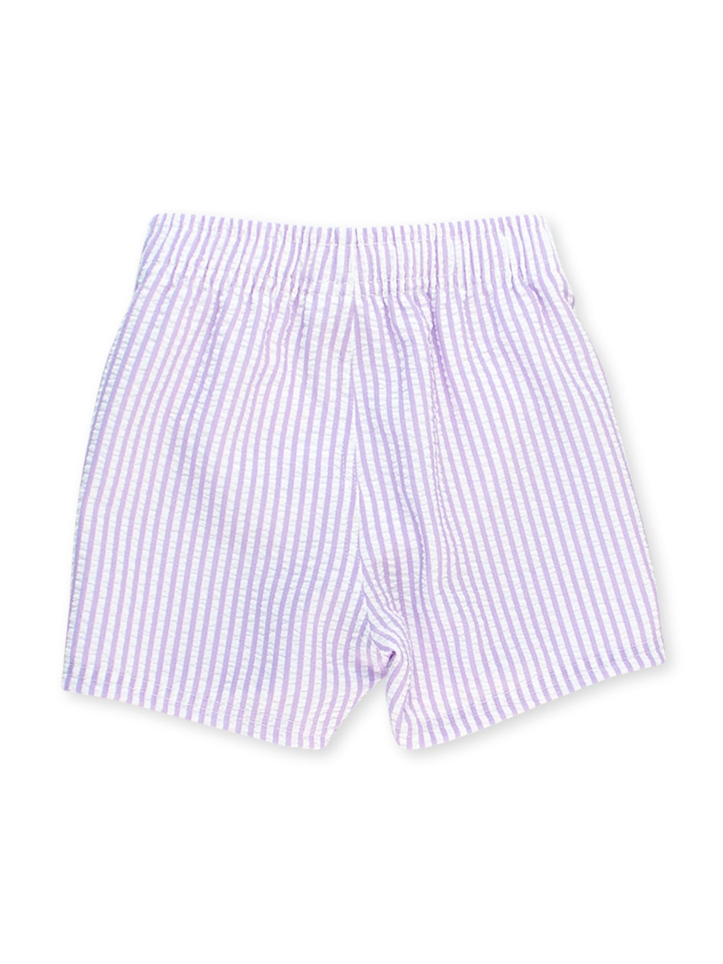 RUGGEDBUTTS Boys UPF50+ Sun Protection Seersucker Swim Trunks - Lavender Seersucker, 7