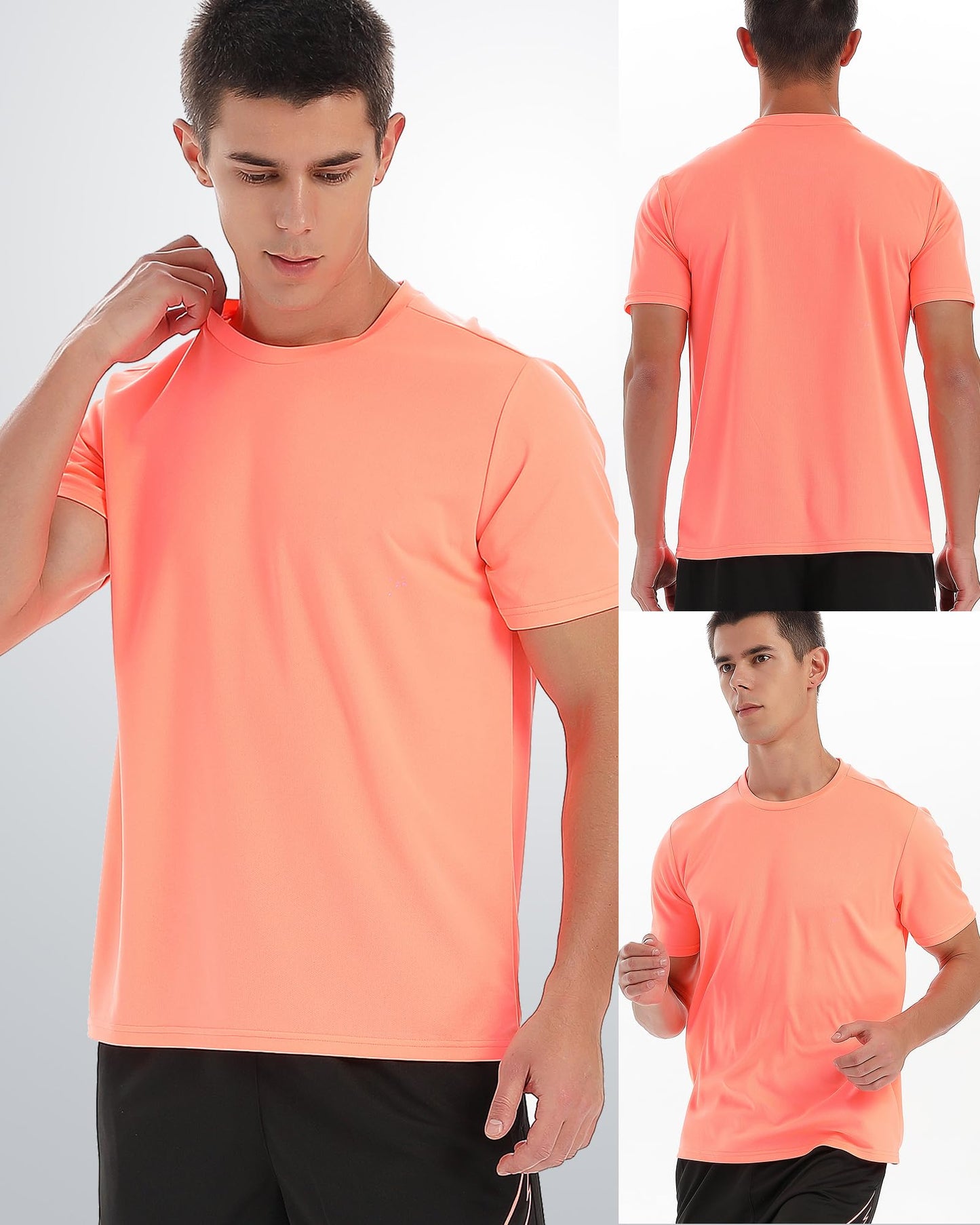 5 Pack Workout Shirts for Men Athletic Running Gym Quick Dry Short Sleeve Crew Neck T Shirts Tee Tops Bulk