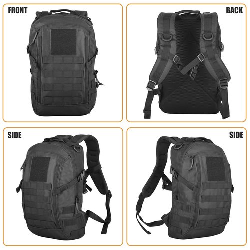 Koisgext Small Tactical Backpack 12L Molle Bag Rucksack Army Daypack Military Daypack for Outdoor,Hiking (Black)