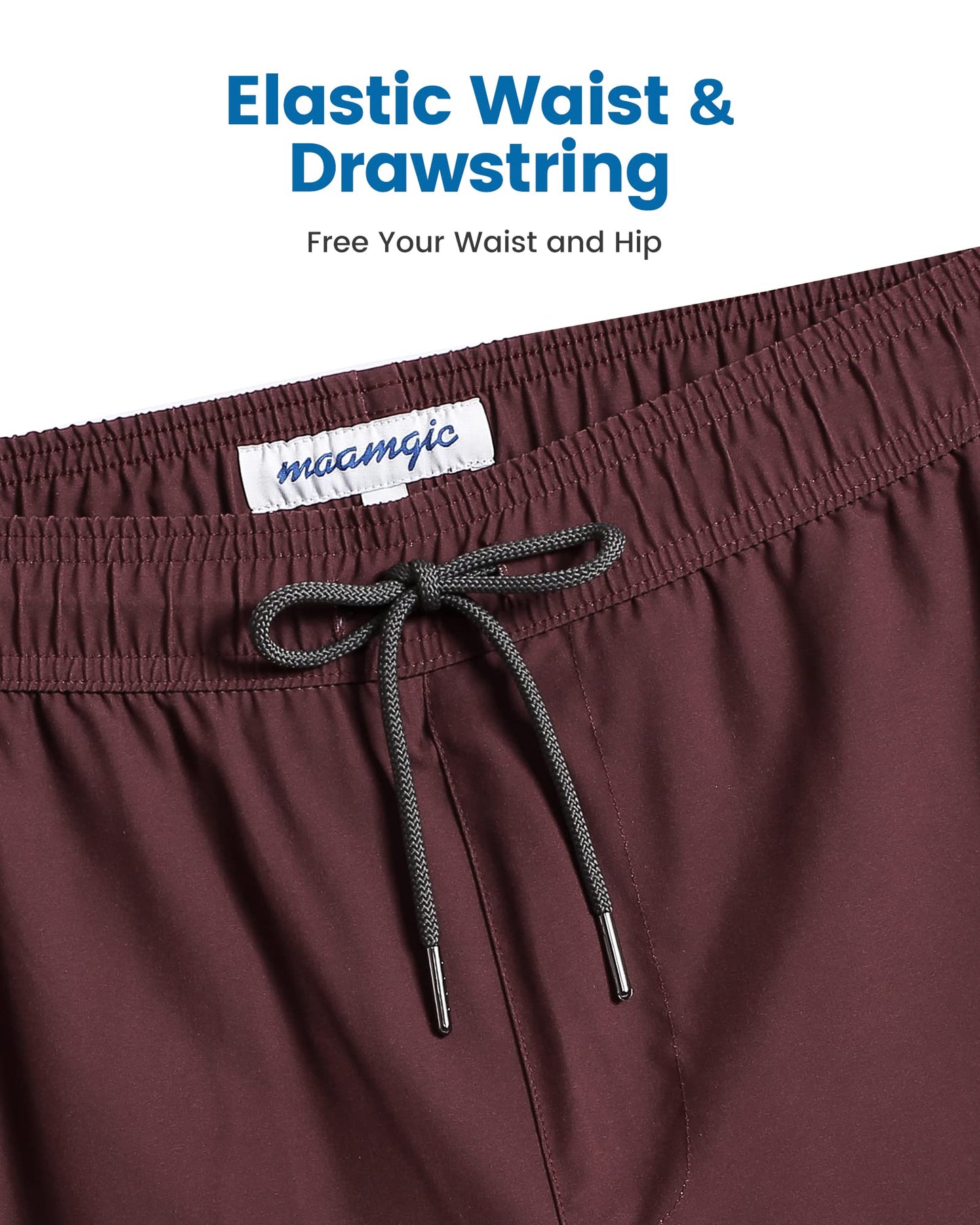 maamgic Swim Trunks Men 2 in 1 Mens Bathing Suit 7 Inch Quick Dry Mens Swimming Trunks with Zipper Pockets