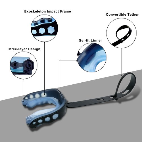 Football Mouth Guard, 2Pcs Mouthpiece Football, Youth Sports Mouth Guard with Strap Mouthguards for Youth and Adult Athletes, Hockey, Rugby, Boxing and Lacrosse