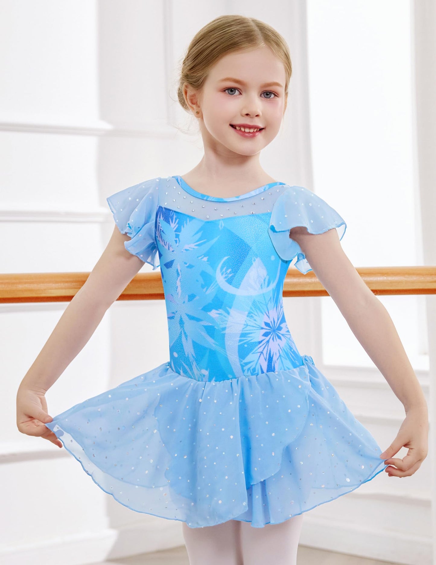 Zaclotre Girls Ballet Leotards Ruffle Sleeve Sparkle Dance Leotard Toddler Ballerina Dress Outfits