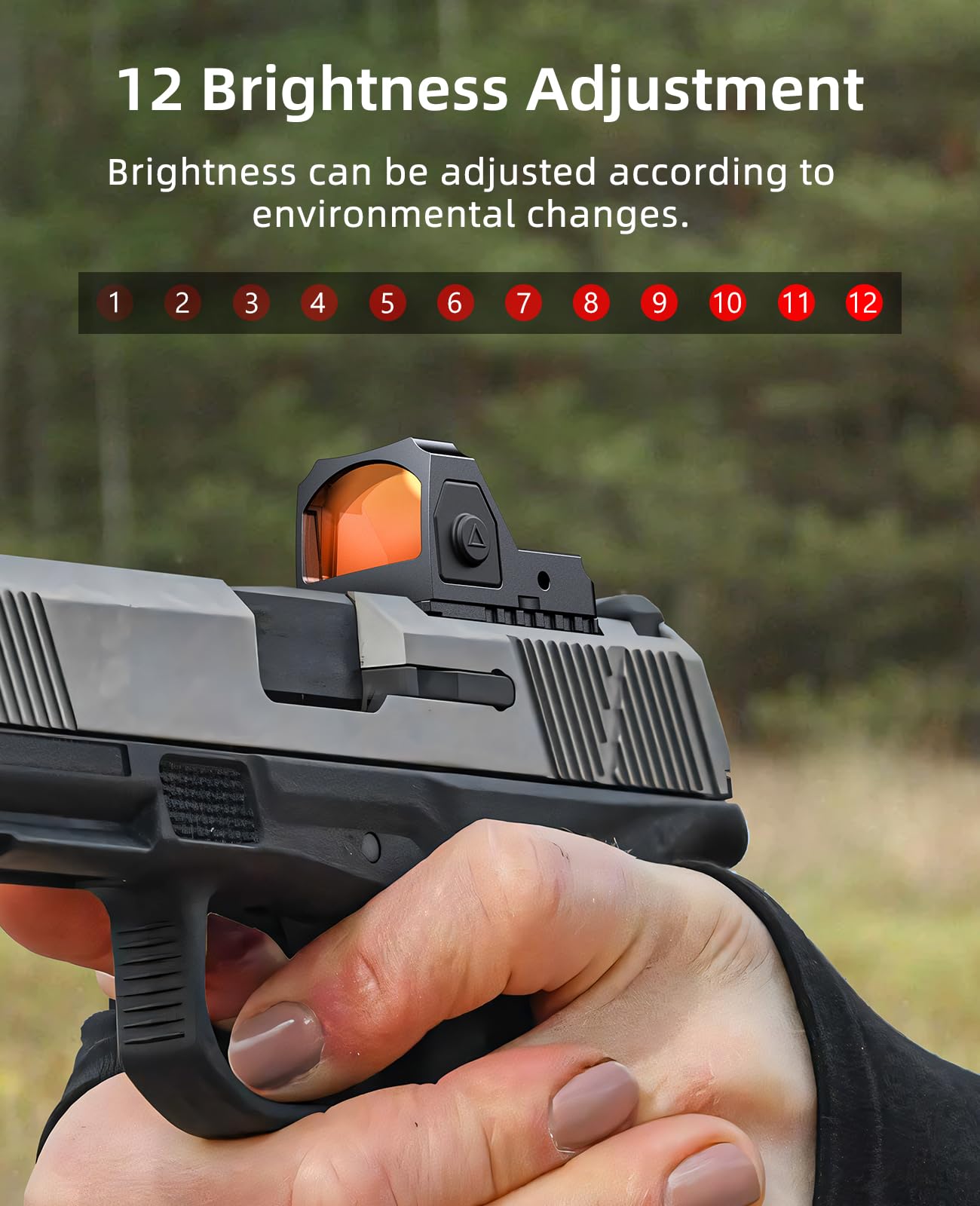 EZshoot Full-Sized Red Dot, Motion Awake Optic for Pistols, 2MOA Dot, 12 Brightness Adjustment Red Dot Scope, Suitable for RMR, Open Reflex Optics with Adapter Plate for MOS and 21mm Picatinny Base