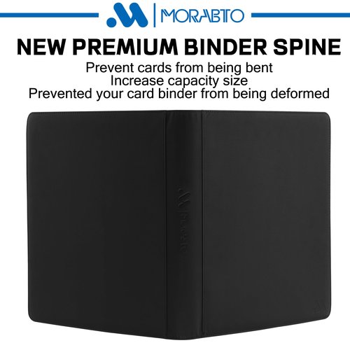 MORABTO Toploader Binder, Holds 640 Top Loaders,16 Pocket Top Loader Binders for 3" x 4" Rigid Cards,Toploader Card Binder for Hard Plastic Top Loaders -Black