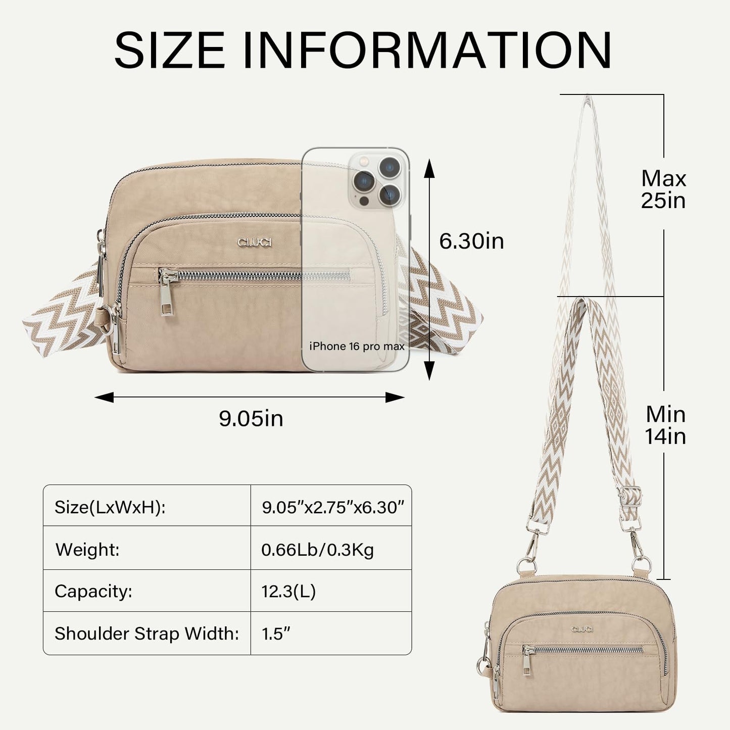 CLUCI Anti Theft Crossbody Bags for Women Travel Small Crossbody Bag Purses for Women RFID Nylon Belt Bag