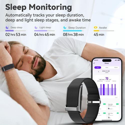 SGJIK Smart Health Wristband, All Weather Activity & Fitness Tracker with 120+ Sports Step Calorie Counter, Heart Rate Monitoring, 1ATM Waterproof, Free App & Lifetime Updates, 2 Pack Bands(Black)