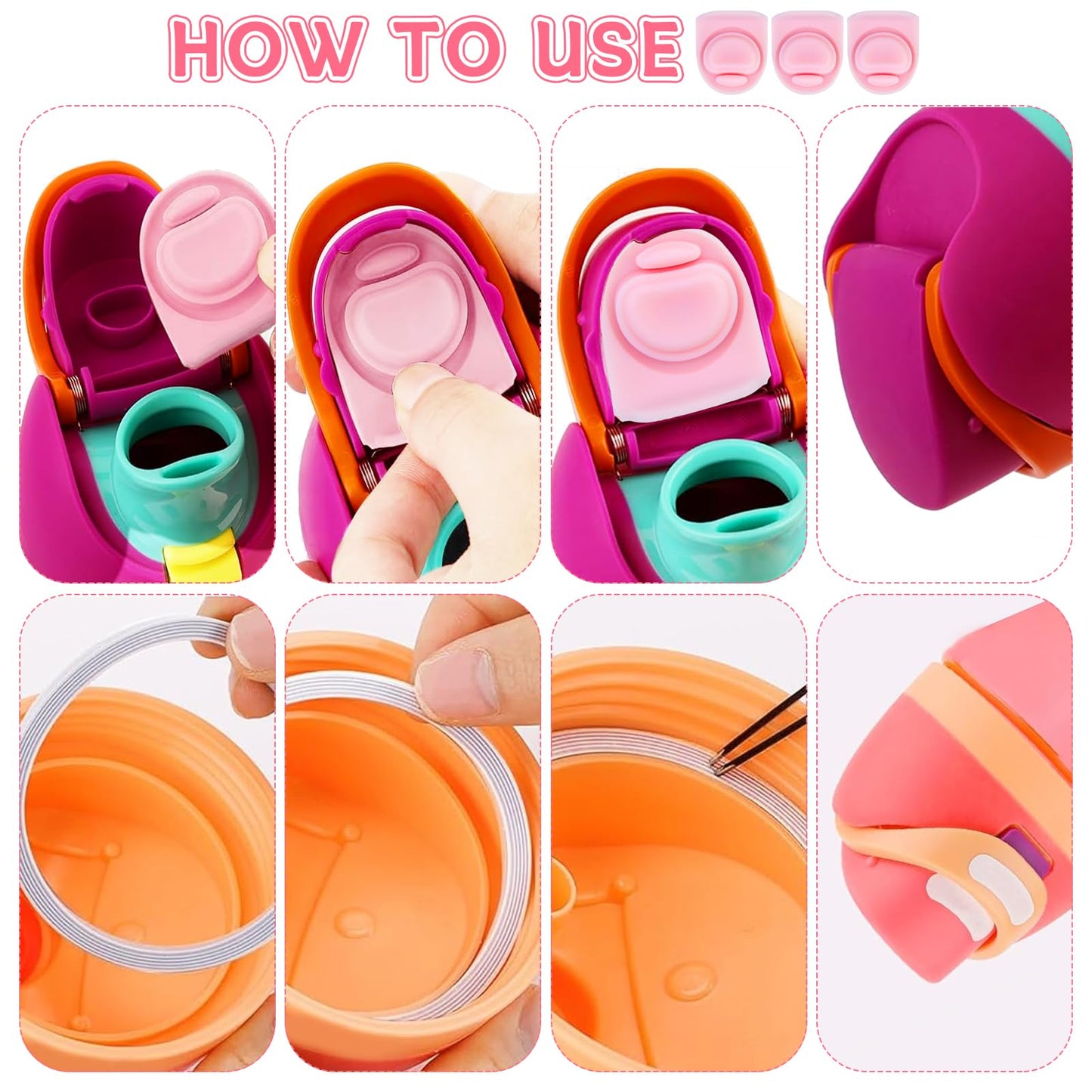 BMSQOFD 3 Sets Replacement Seal Gasket Stoppers for Owala Freesip Cap Mouth,Silicone O Sealing Ring Parts Water Bottle Top Lid Accessories for Owala Freesip 16/19/24/32/40oz（Pink）