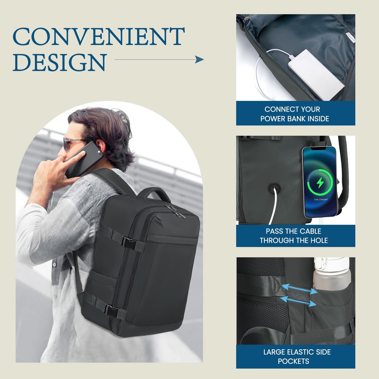 Lossga for Spirit Airlines Personal Item Bag 18x14x8 Inches Travel Bag Mens Travel Backpack for Women Fit Up to 17 inch Weekender Bags With Usb Charging Port Carry on Flight Approved