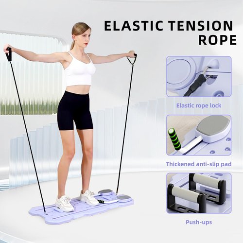 Pilates Board - Pilates Reformer Set, Multifunctional Portable and Foldable Pilates Reformers Machine for Home Workout, 5 in 1 Pilates Board with 150 Pound Tension Rope