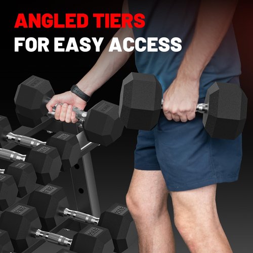 Papababe Dumbbell Rack for Home Gym, 3-Tier Weight Rack 1000lbs Capacity Dumbbell Storage Rack, Heavy Duty Weight Storage Organizer for Dumbbells and Kettlebells