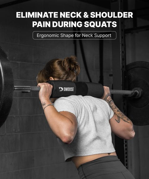 DMoose Barbell Pad, Relief Pressure from Neck, Shoulder, & Provide Lower Back Support, Non-Slip EVA Foam Squat Pad with Safety Straps, Hip Thrust Pad for Squats, Lunges - For Standard & Olympic Bars