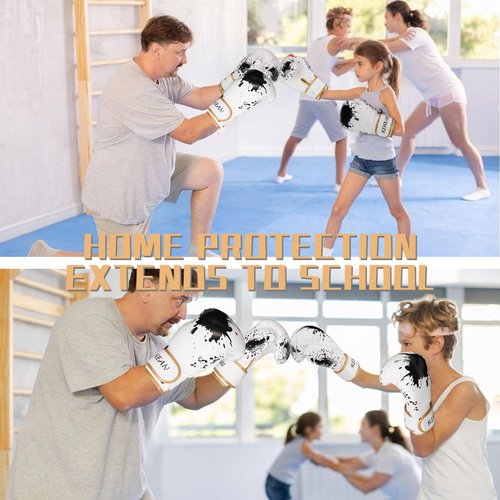 Kids 8oz Boxing Gloves - Suitable for 12-16 Years Old, Great for Training in Kickboxing, Muay Thai & MMA, White