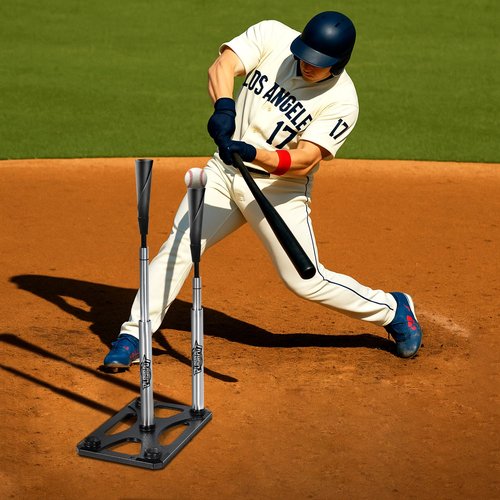 PLAYAPUT 5 Position Batting Tee,Hitting Tee Height Adjustable 24-46 Inch Baseball Tee with 2 Rubber Top,Aluminum Pole,Metal Base Softball Tee for All Players Practice Inside, Middle,Outside