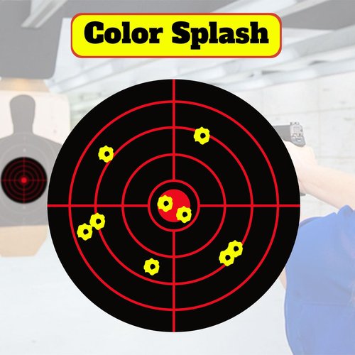 LikeLety 6 Inch 100 Pack Splatter Targets, Adhesive Shooting Target Stickers with Yellow Effect for BB Gun, Pellet Gun, Airsoft, Pistol, Rifle Shooting Practice, Round A