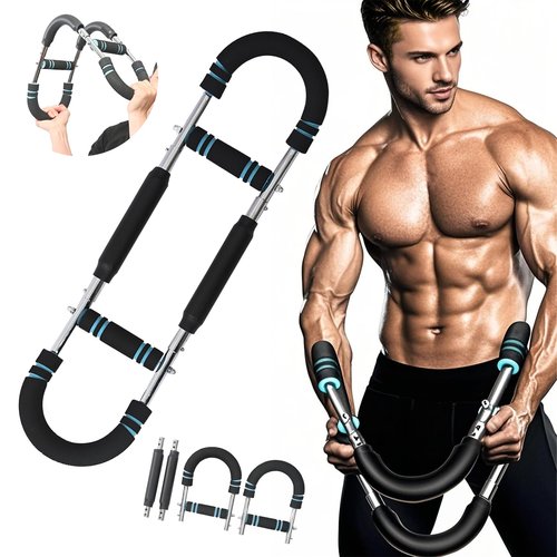SiluFlorid Twister Arm Trainer Arm Shoulder Chest Workout Equipment 45-90lb Adjustable Strength Trainer Chest Trainer for Men Portable Detachable Home Fitness Equipment (Black&Blue)