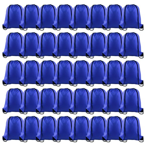 KUUQA 40Pcs Blue Drawstring Backpack Bags Sack Drawstring Bags Bulk String Backpack Storage Bags for Sport Gym Traveling