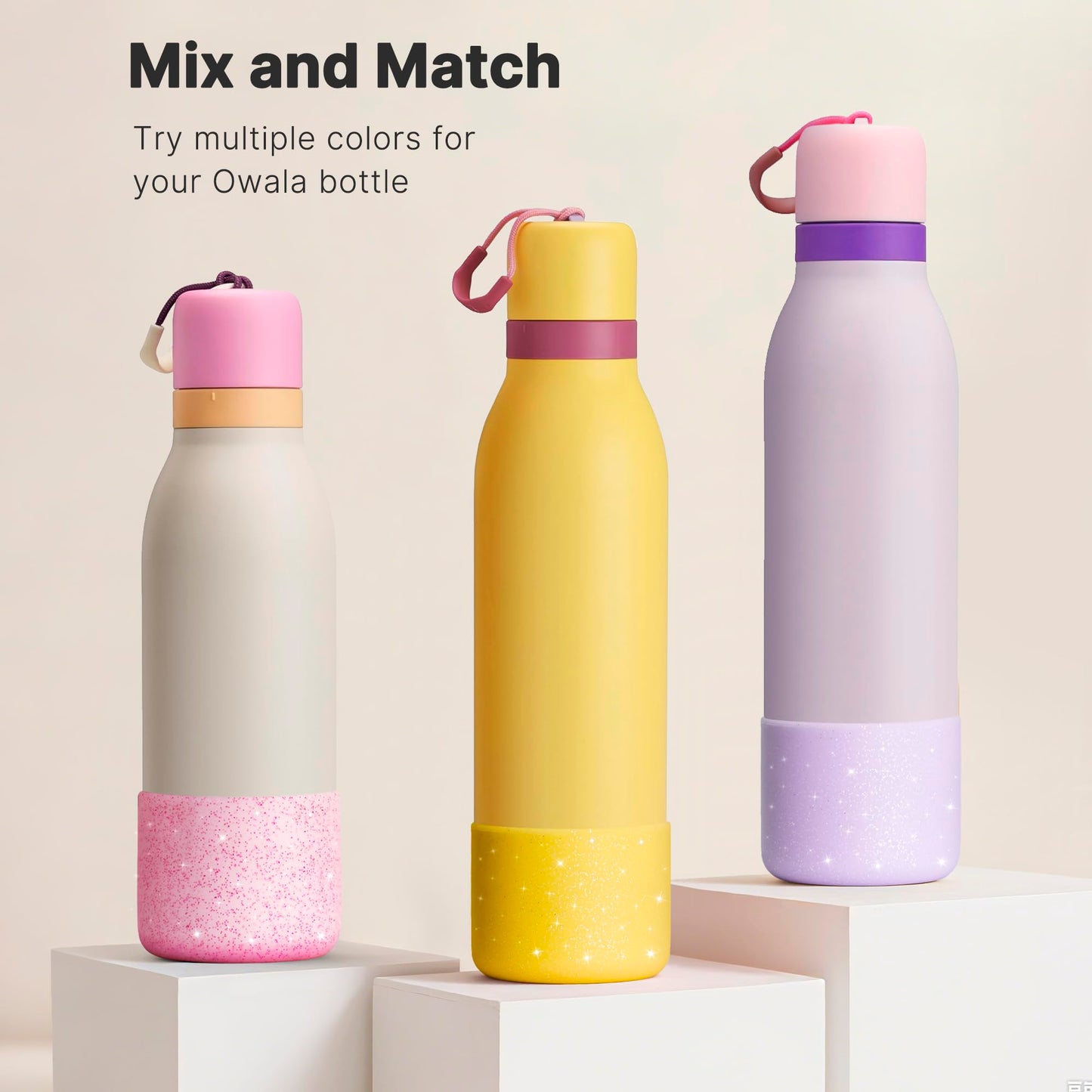 Lpaacat Silicone Water Bottle Boot for 24/18 oz Owala FreeSip Twist, Anti-Slip Rubber Bottom Protector Sleeve Cover Compatible with Owala 24 oz FreeSip Twist Water Bottle with Straw (Glitter Purple)