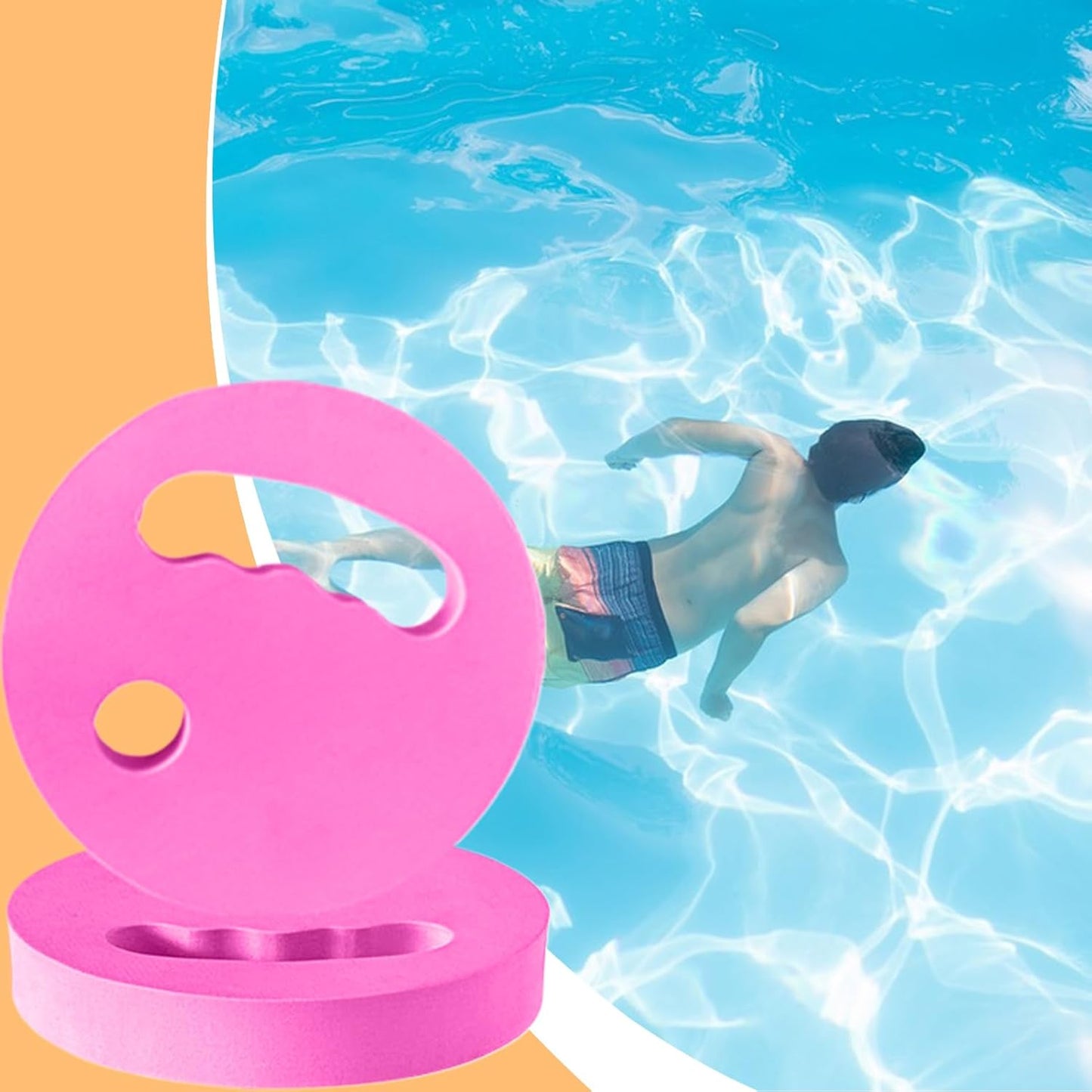 18x3 Cm 2 Pieces Water Exercise Discs EVA Floating Aqua Training Disc Pool Workouts Aid with Ergonomic Grip for Adults Swimming Beginners Teens Women Boys Men