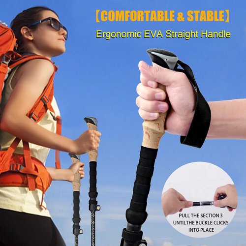 Thristride Trekking Poles Aircraft-Grade Aluminum Alloy-Strong Lightweight Collapsible Walking Sticks for Hiking Poles for Seniors,Men & Women in The 4 Season,All-Terrain,2pc Per Set
