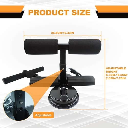 Ab Training Auxiliary Device（Black）, Multi-functional Adjustable Ab Trainer, Muscles Full Body Training for Girl and Men, Sit Up Machine, Portable Fitness Equipment for Home & Gym, with 2 Suction Cups and Resistance Band