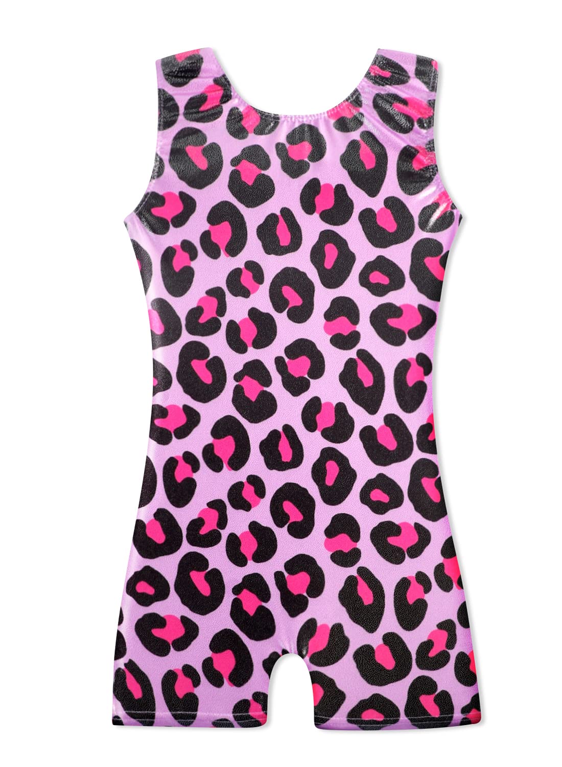 HOZIY Girls Gymnastics Leotard 3t 4t 3-4t with Shorts Bike Shorts Biketard Tumbling Outfits Hot Pink Leopard Sparkly Dance Clothes Clothing Bodysuits Sparkly Bodysuits