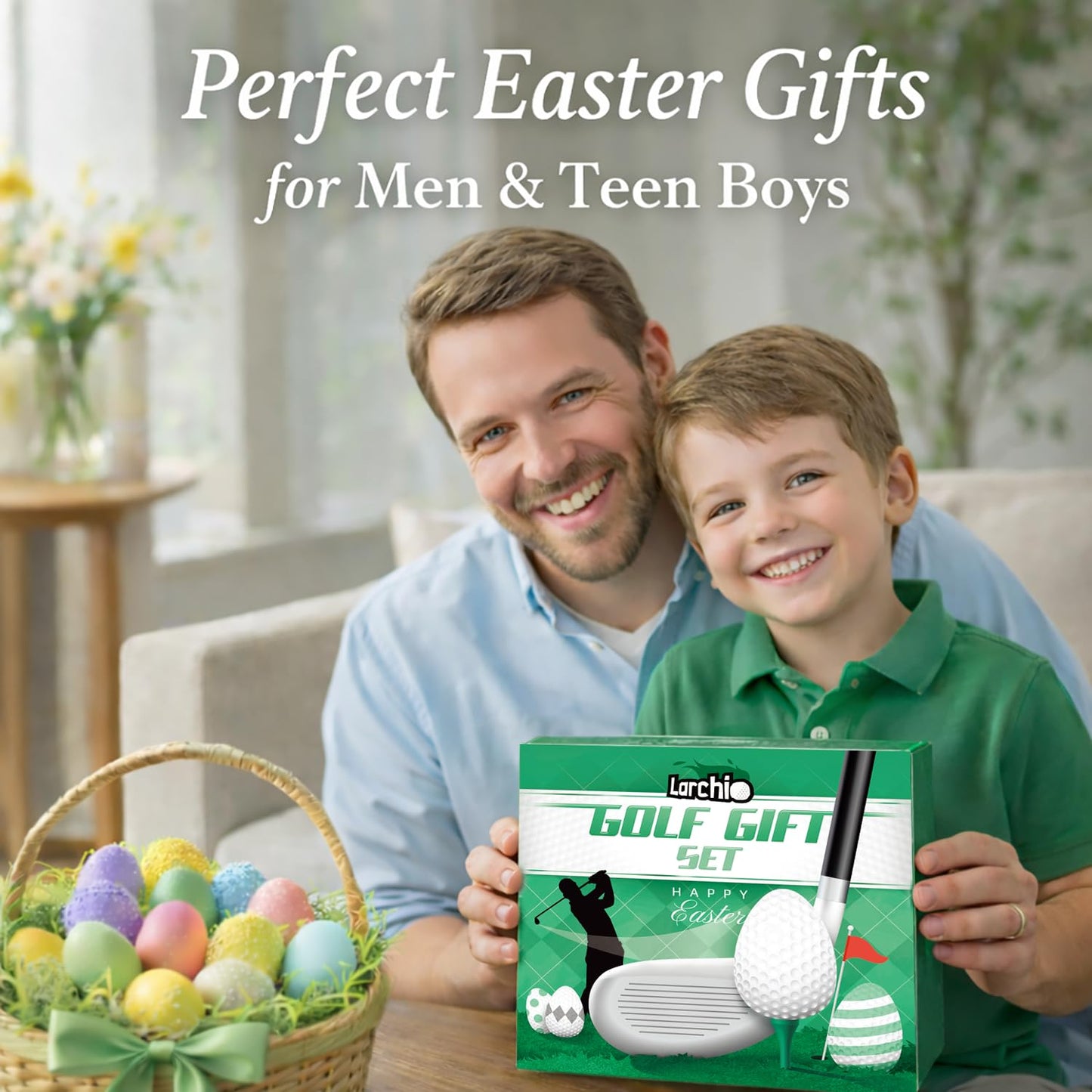 Larchio Golf Easter Gifts for Adult Men Teen Boys, Cool Easter Basket Stuffers With Tumbler Socks, Golf Towels for Husband Boyfriend Dad Son