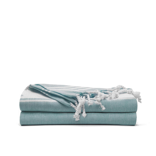 9Threads Cotton Turkish Beach Towel with Towels Oversized 36"x72" Pool Absorbent Extra Large Quick Dry Sand Travel Towel (Green, 2 Pack)