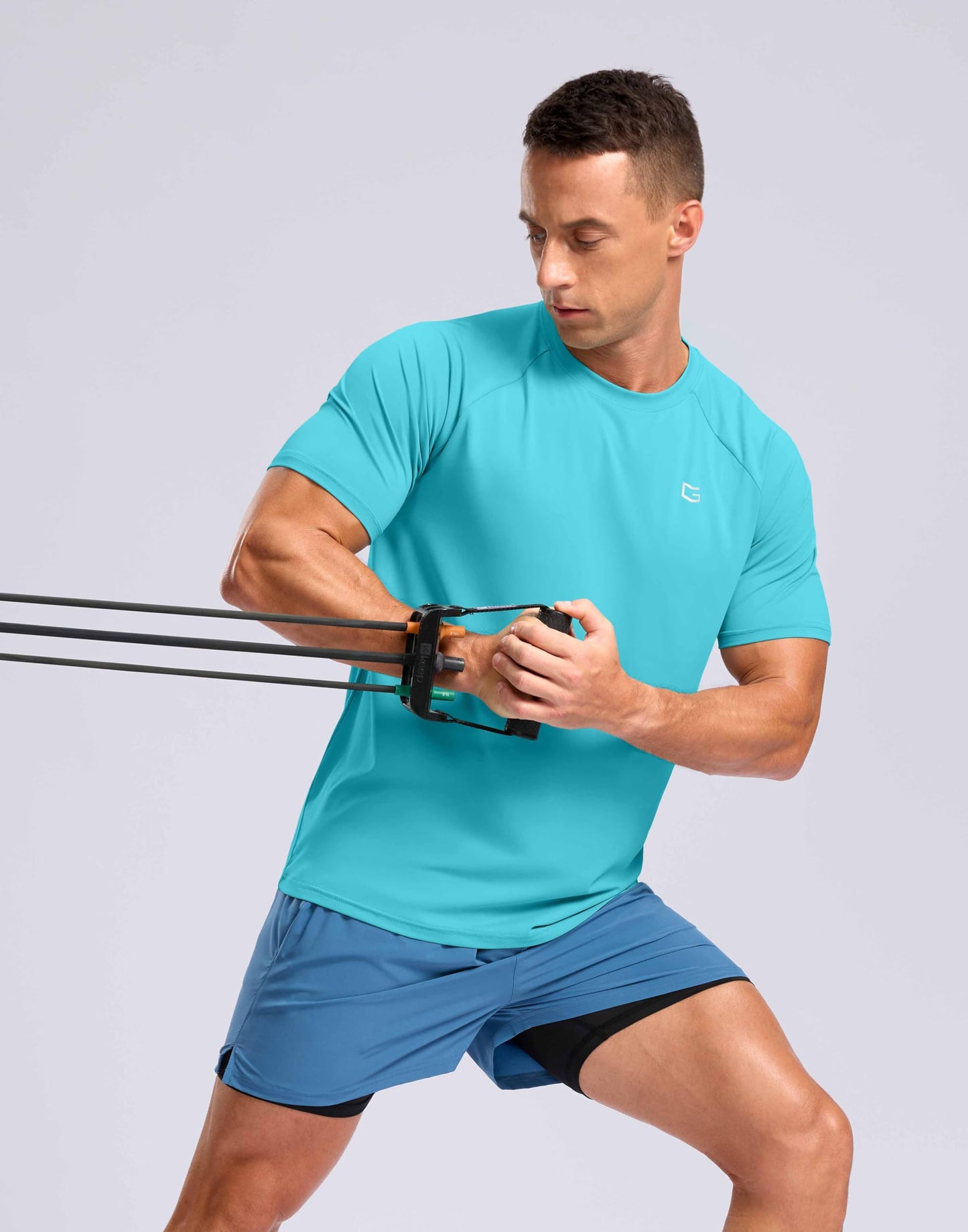 G Gradual Men's Athletic Workout T-Shirts Moisture Wicking Cooling Running Shirts Short Sleeve Performance Tee for Gym Tennis(Blue,4XL)