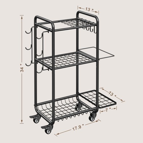 Weight Rack for Home Gym, All in One Yoga Mat Storage Rack, Workout Equipment Storage with Wheels and Hooks for Dumbbells Kettlebells Foam Rollers, Powder Coated (Black)