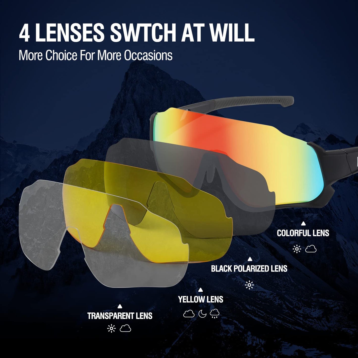 DUCO 4 Lenses Kids Sunglasses Polarized Youth Baseball Sun Glasses Sports Teens Cycling Shades Boys Girls DK280