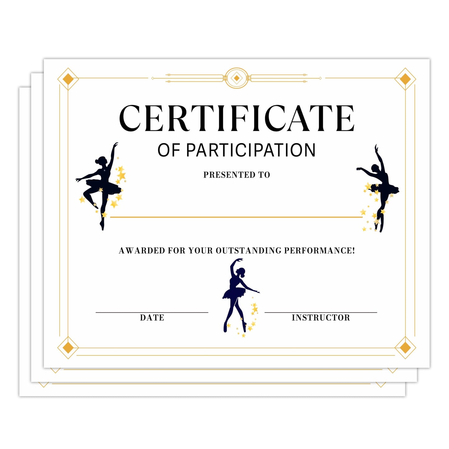 Certificate of Participation, Dance Theme Award Paper, Set of 25 Lesson Graduation Diploma Achievement, Training Certificates of Completion, Recognition for Honor Student Kid, 14