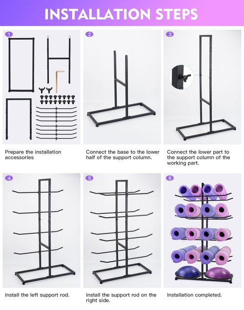 DNYLHRLZ Yoga Mat Holder Freestanding Double Sided Mat Holder and Foam Roller Holder,Holds16 Mats/foam roller/Yoga Mat Storage Rack