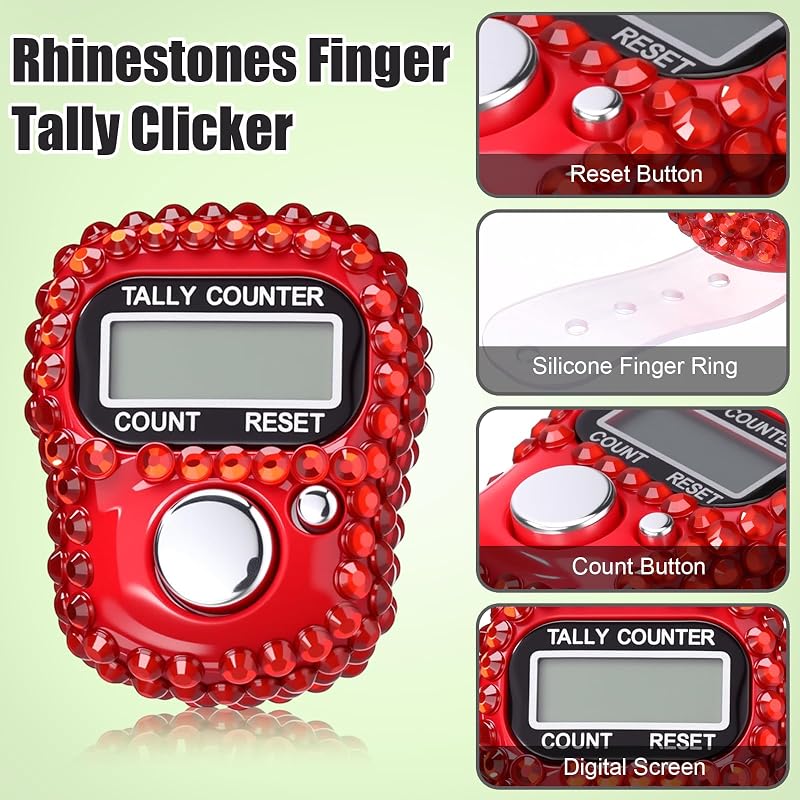 Simgoing Tasbeeh Counter Electronic Finger Clicker Counter - 6 Bright Colors